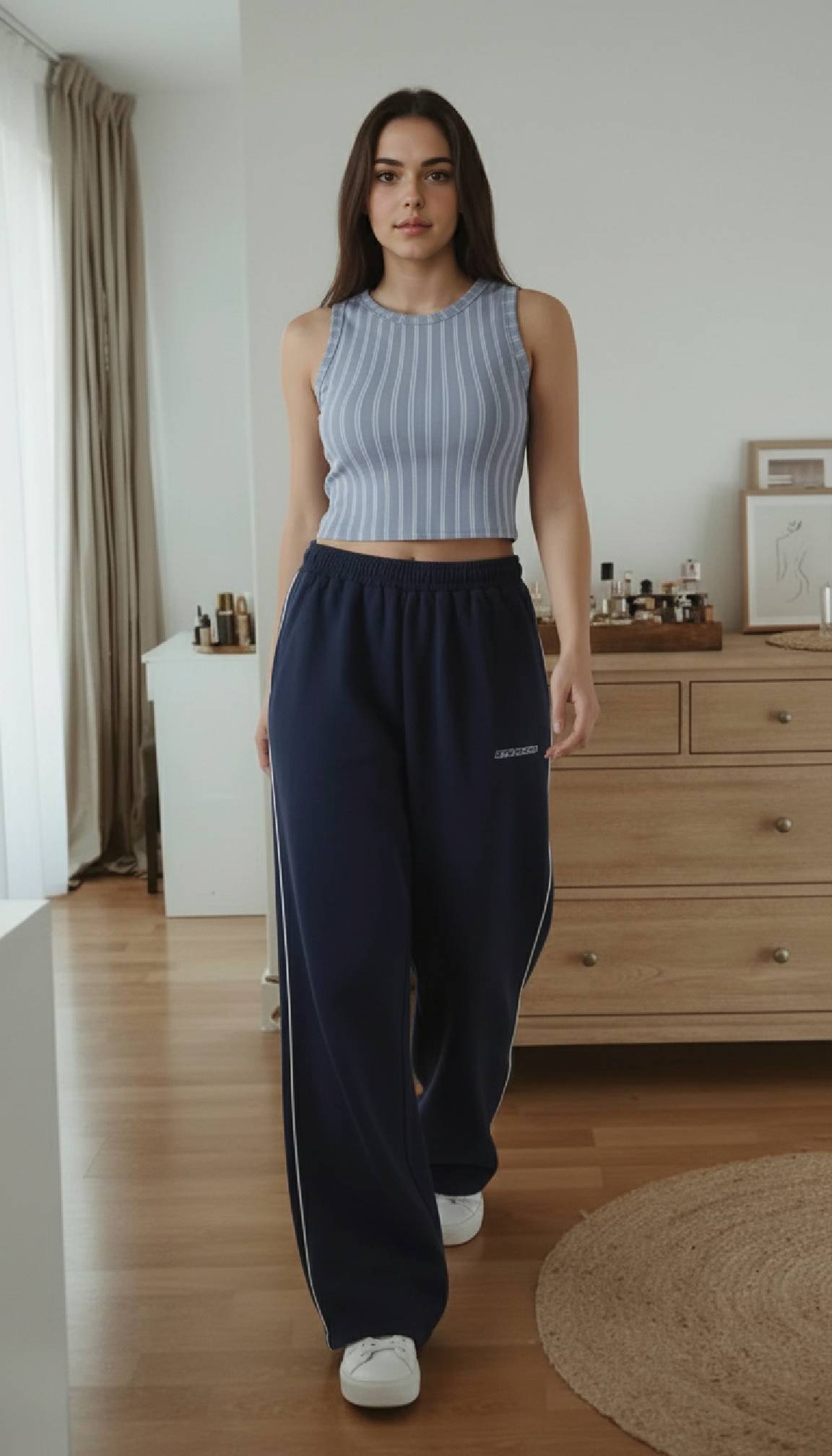 Elastic Waist Loose Fit Casual Pants