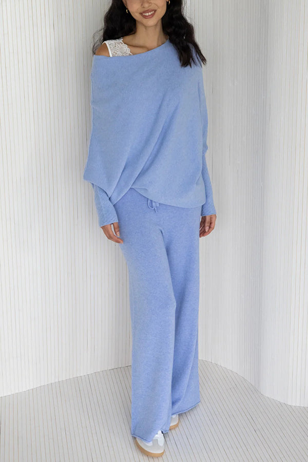 Chic Solid Color Round Neck Long Sleeve Knitted Sweater