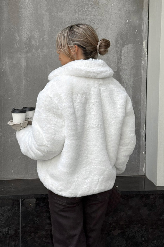 Solid Color Minimalist Fleece Loose Coat