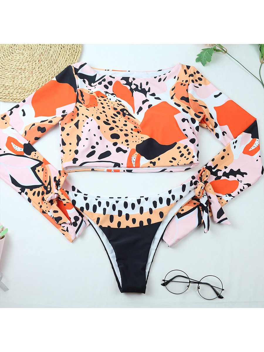 Long Sleeve Sunscreen Bandage Bikini - Fashionpara