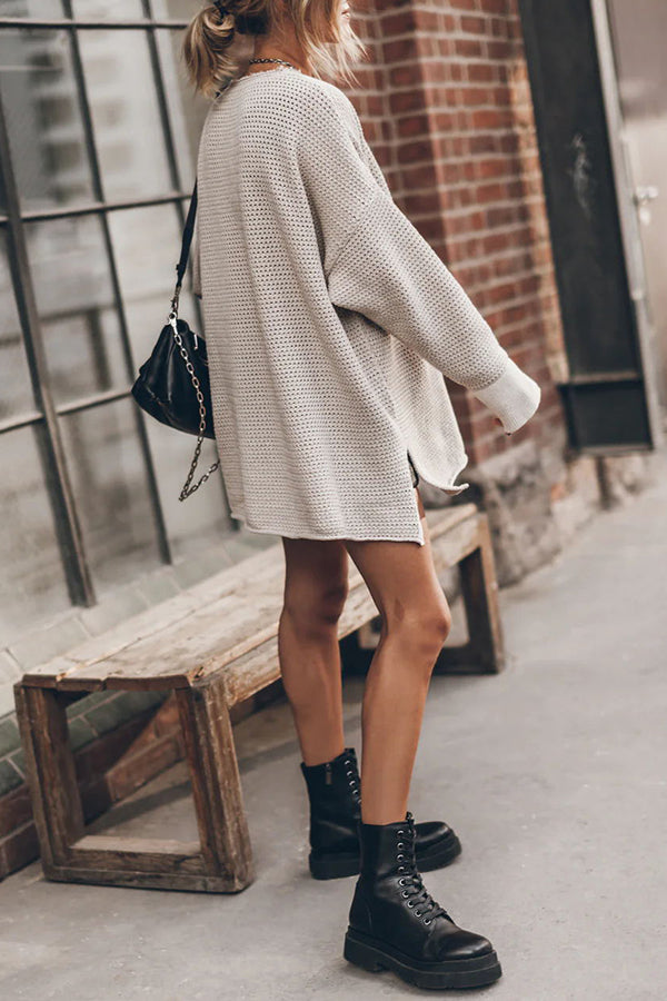 Oversized Slit Side Sweater for Effortless Cozy Style