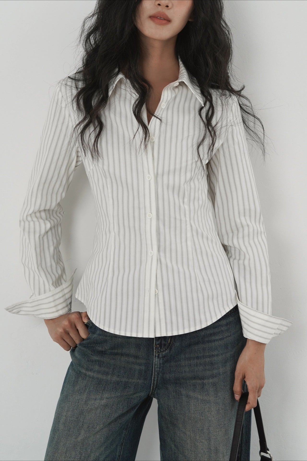Slim Fit Vertical Stripe Blouse