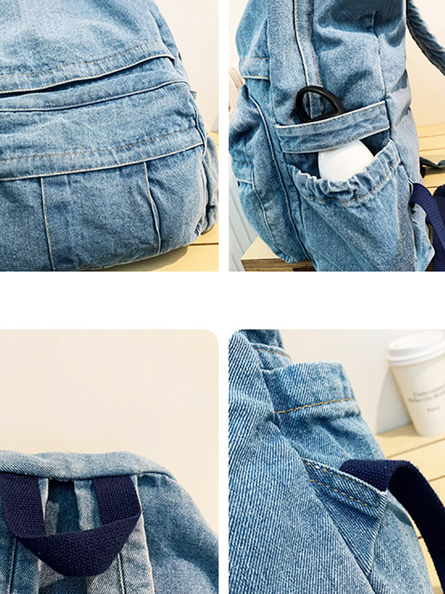 Vintage Denim Spliced Large Capacity Shoulder Bag