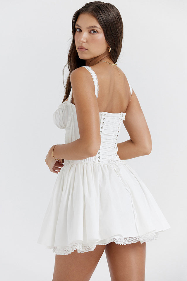 Lace Trim Corset Drop Waist Fit and Flare Mini Dress - View 7