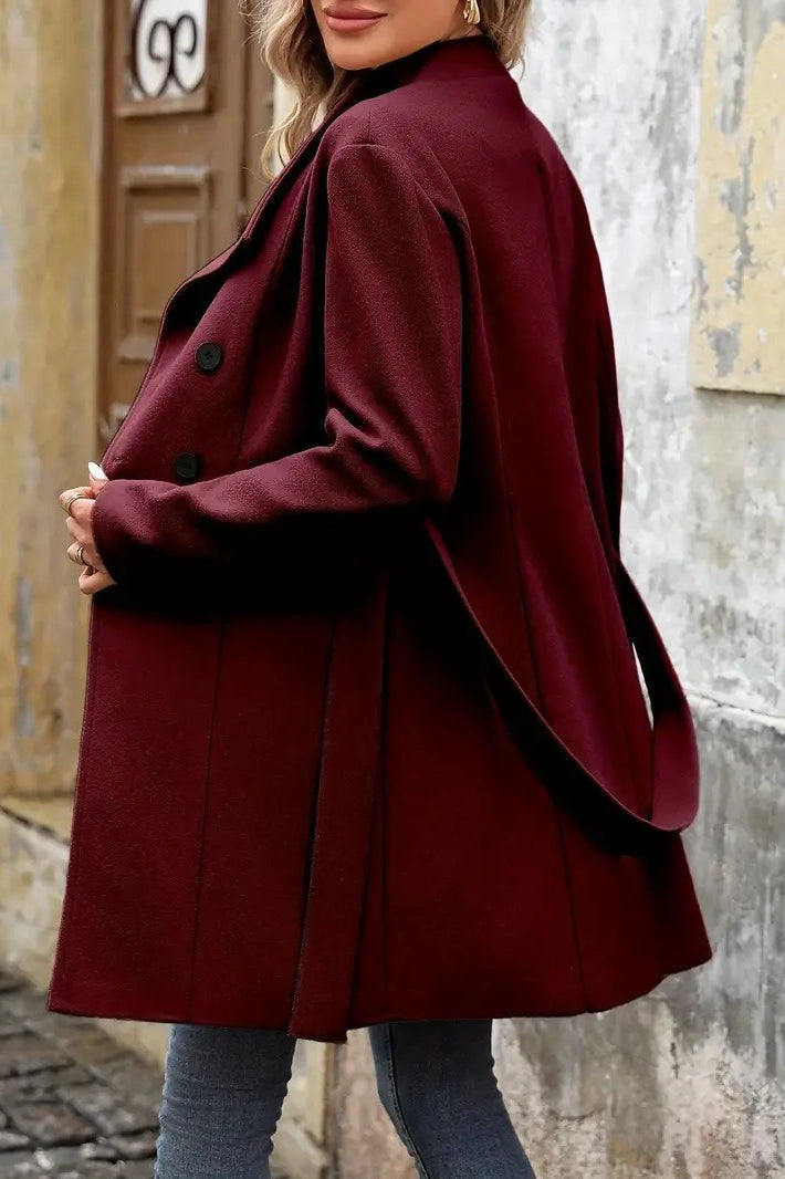 Wool Blend Mid-Length Single Breasted Coat