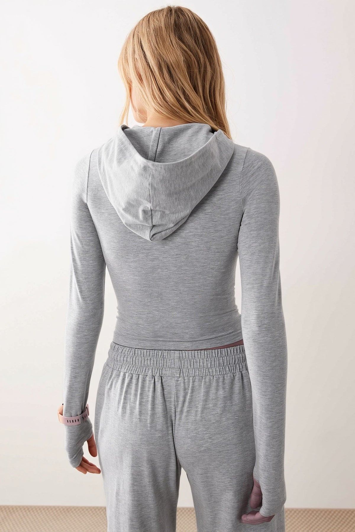Fitted Zip Front Wide Leg Pant Hoodie Two Piece Set