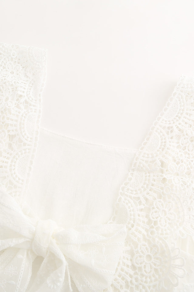 Boho Lace Ruffle Mini Beach Dress