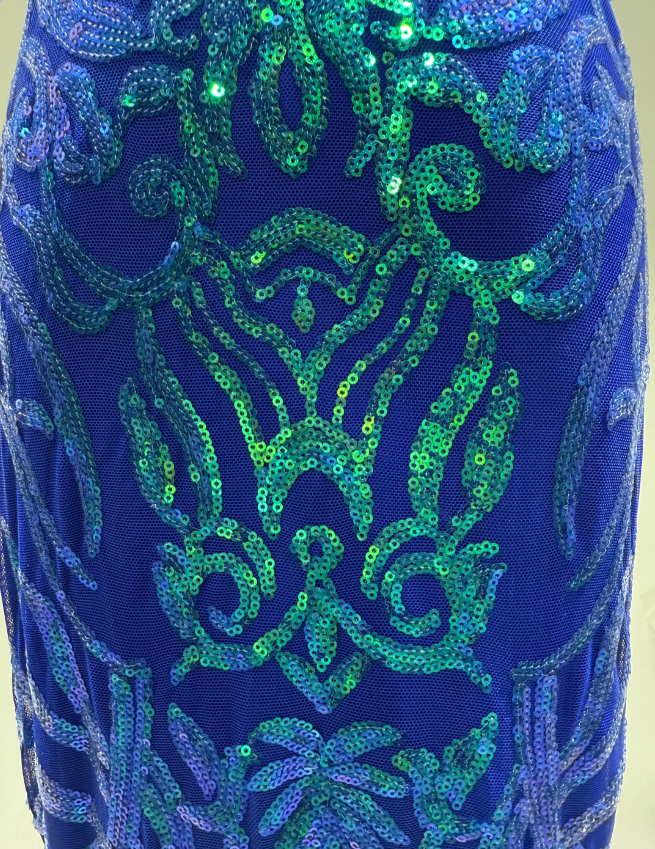 Luxurious Royal Blue Mermaid V-neck Sequined Long Prom Dress Evening Dress P4251