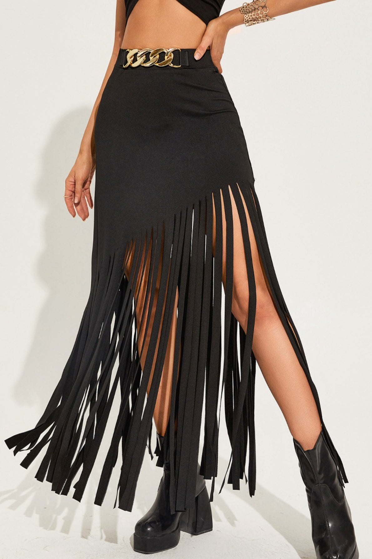 Fringe Punk Bodycon Skirt