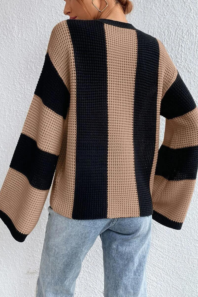 PrincessAce Unique Striped Crewneck Knit Sweater for Style