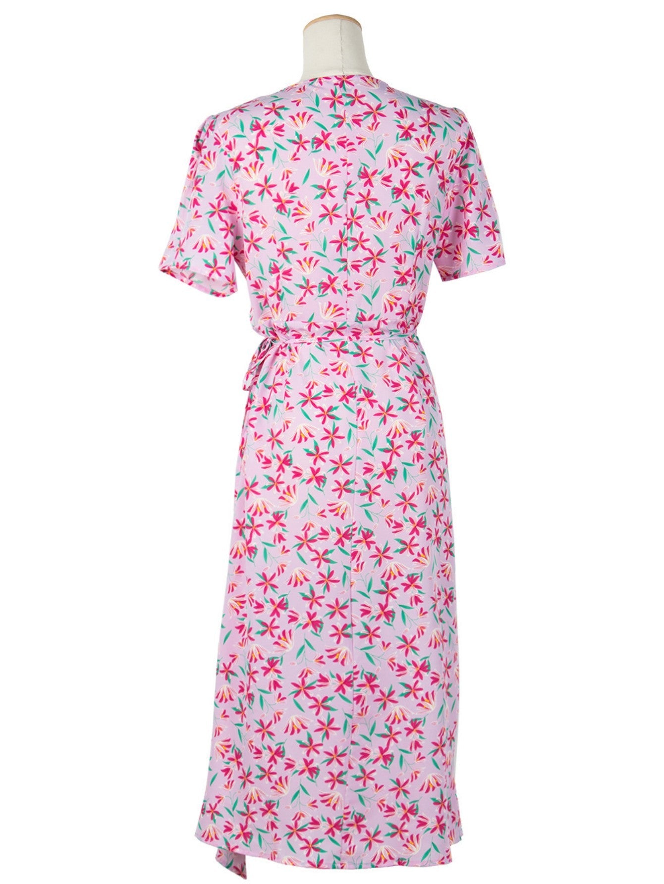 Yellow A Line Floral V Neck Long Summer Vacation Dress - Fashionpara