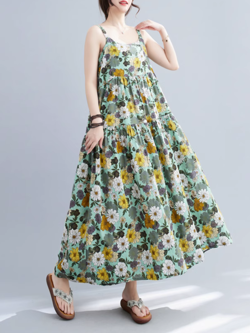 Floral Print Sleeveless Tiered Cami Maxi Dress 6
