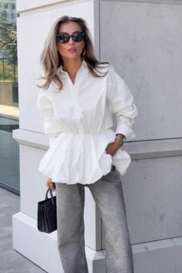 Waist Define Peplum Blouse