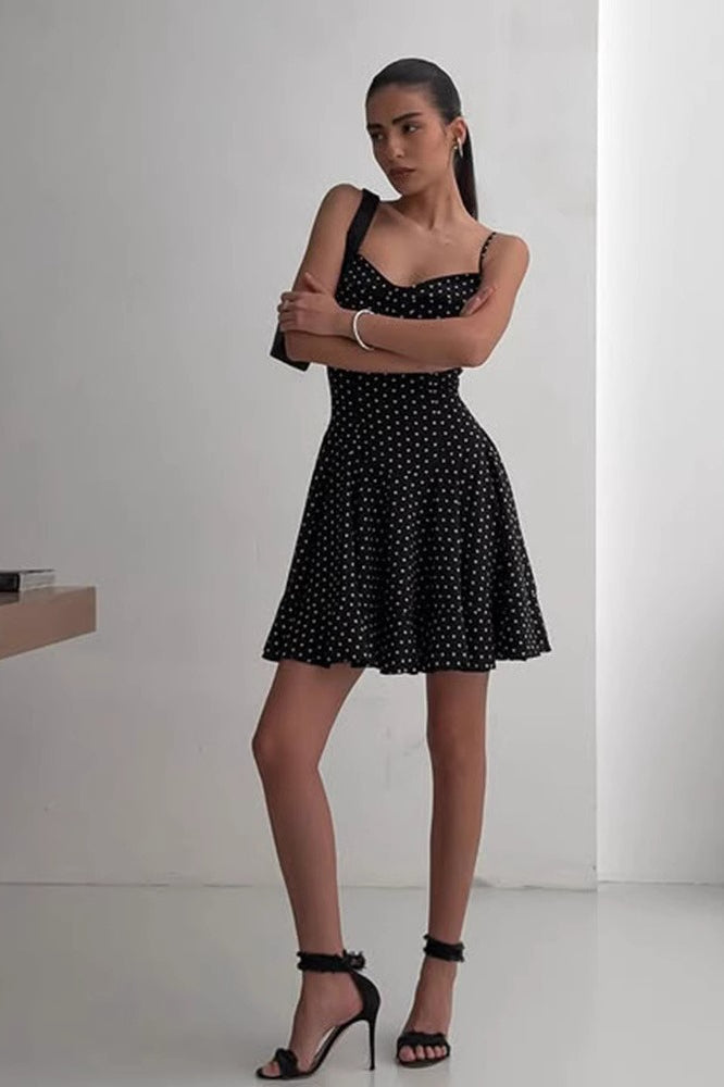 Polka Dot A-Line Cami Mini Dress - Fashionpara
