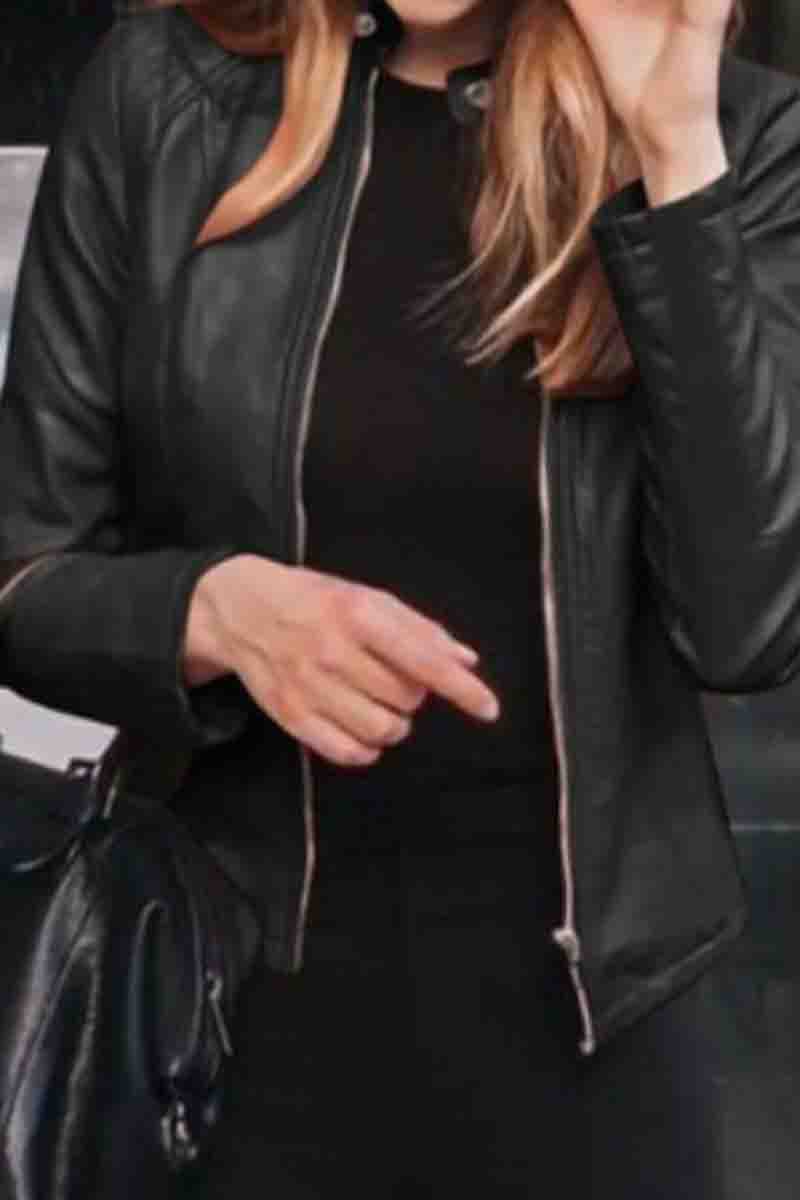 Contrast Fringe Faux Leather Moto Jacket  Fashionpara