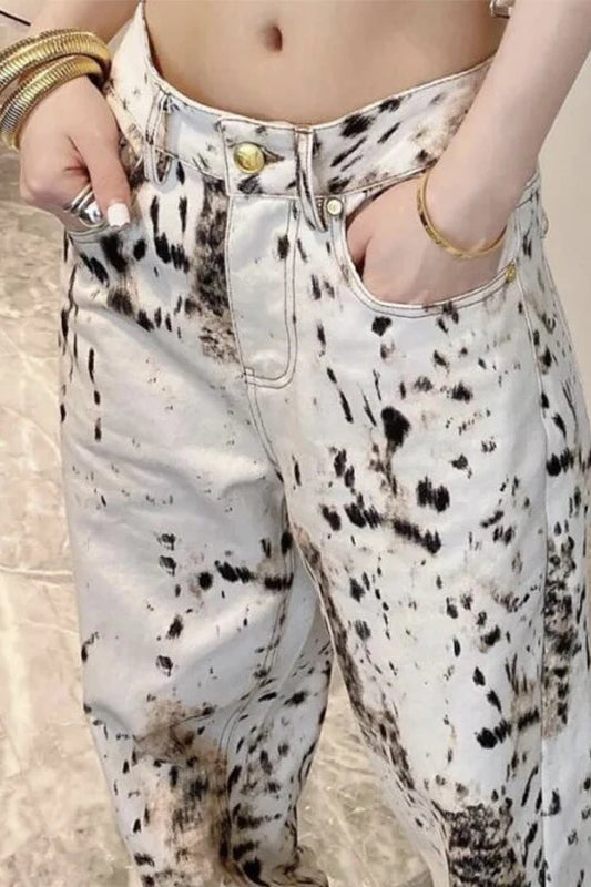 Vintage Leopard High Waist Jeans