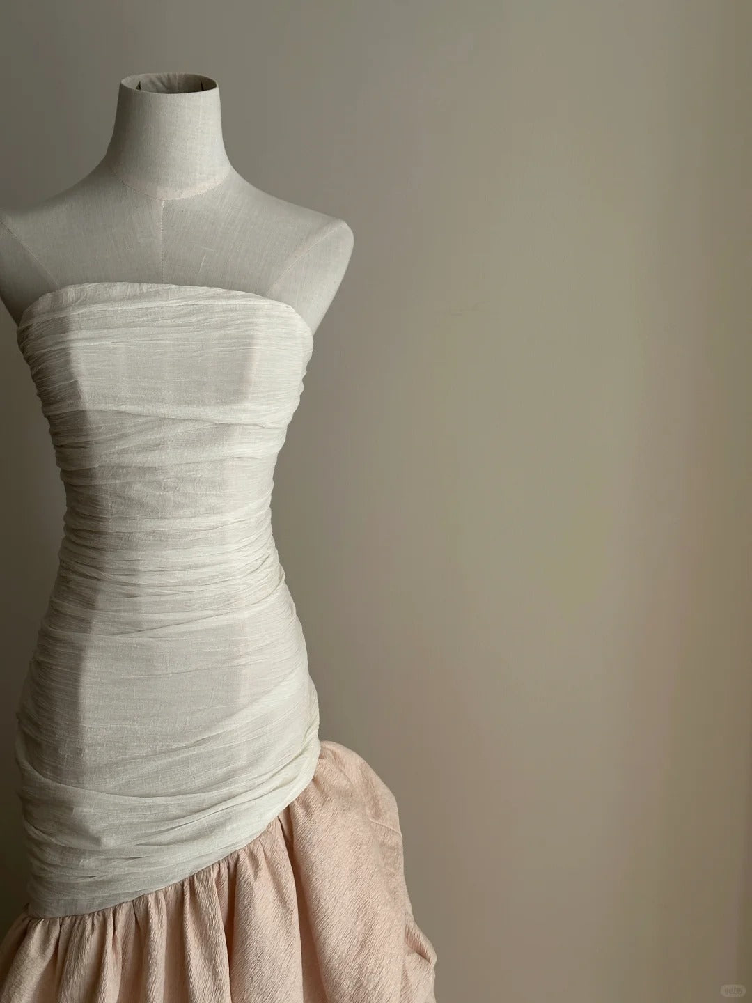 Elegant And Retro Pink And White Irregular Tulle Long Prom Dress Evening Dress Wedding DressP4026