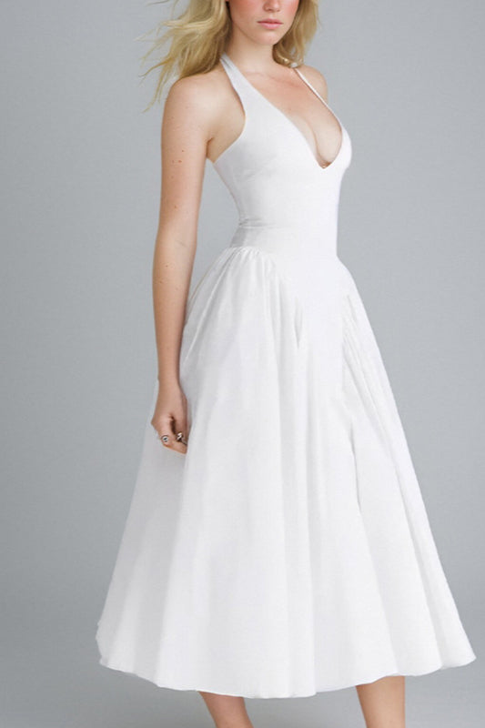 Halter Solid Bodycon Backless Party Dress