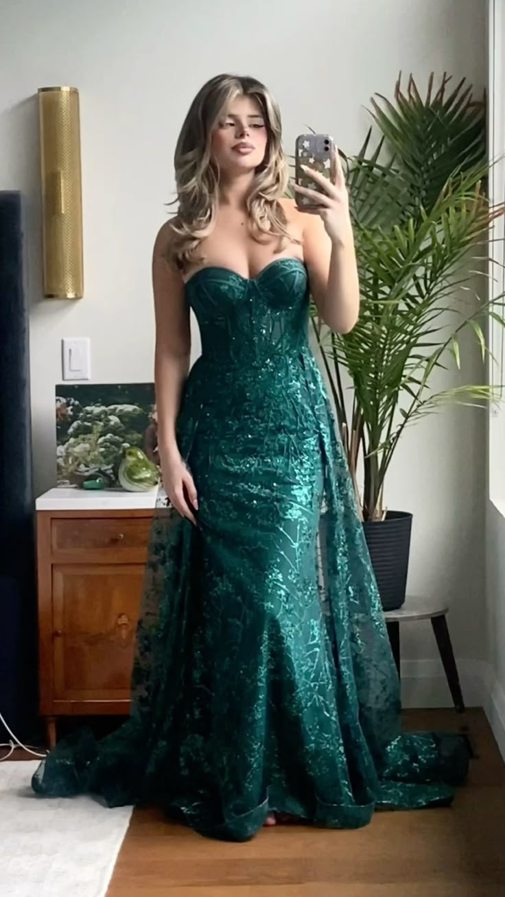 Sweetheart Neck Emerald Green Prom Dress Sexy Mermaid Graduation Dress Evening Dress - Fashionpara