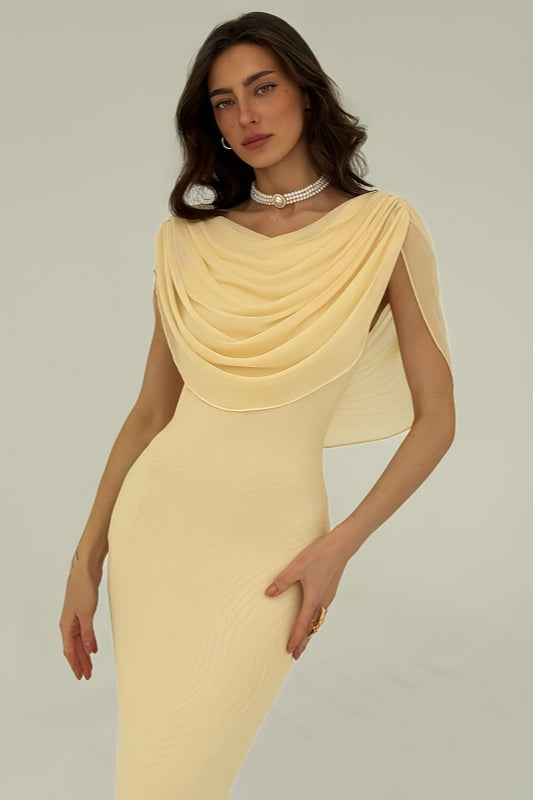 Cowl Neck Sleeveless Bodycon Formal Maxi Dress