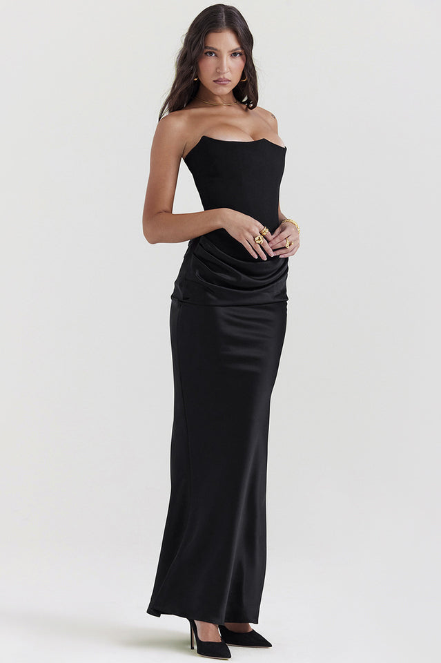 Persephone Off Shoulder Bustier Dress in Black - View 4