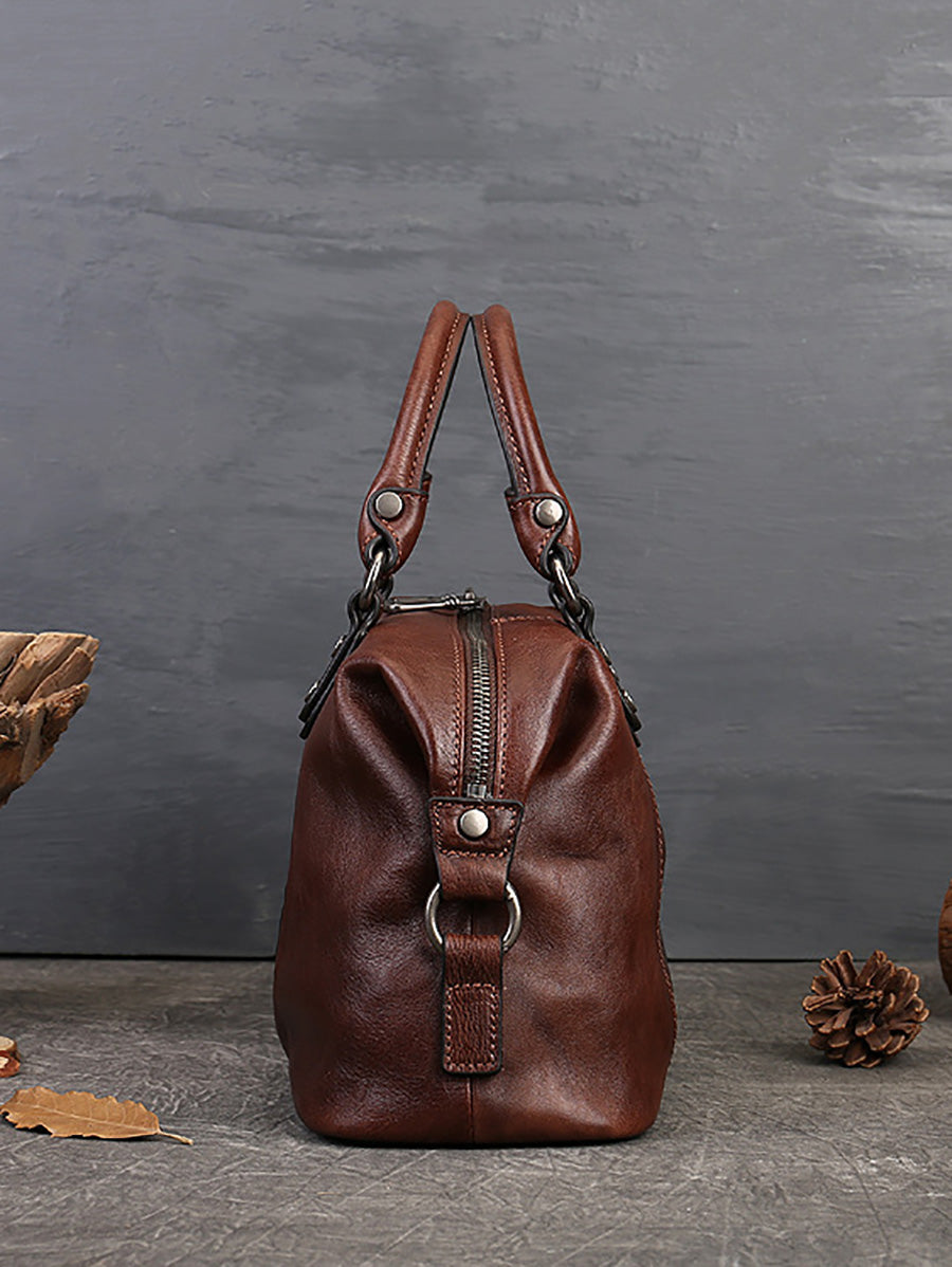 Leather Flower Spliced Capacity Hand Bag Shoulder Bag