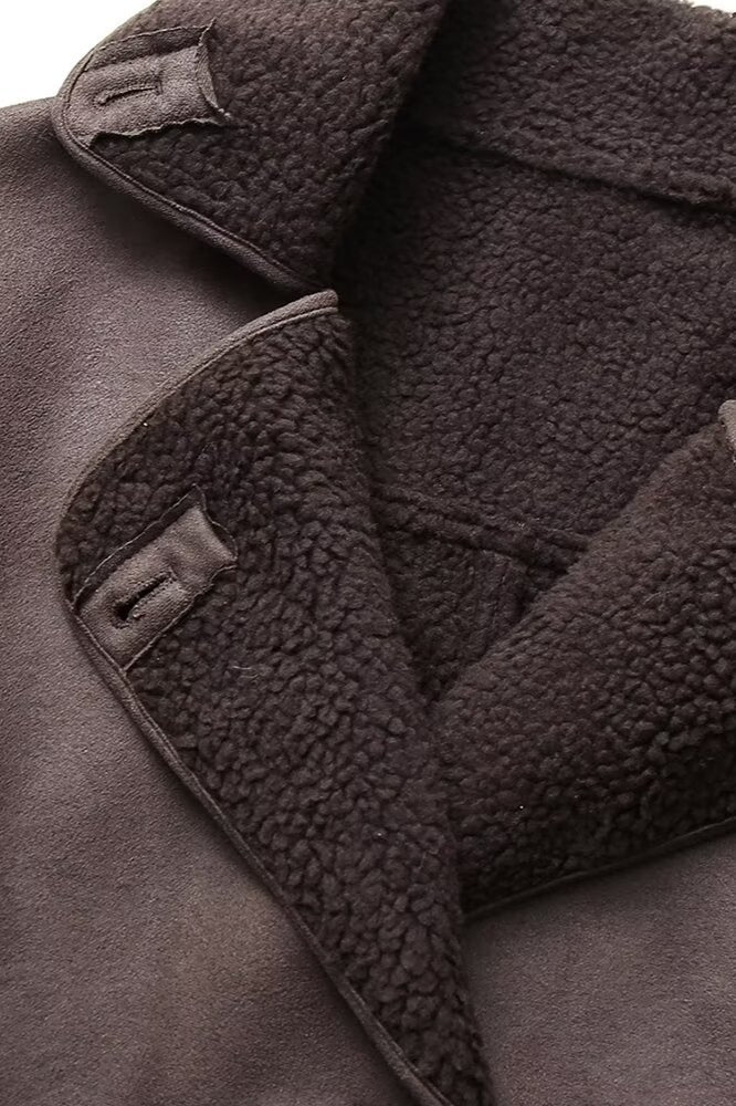 Luxurious Faux Shearling Collared Casual Coat for Comfort