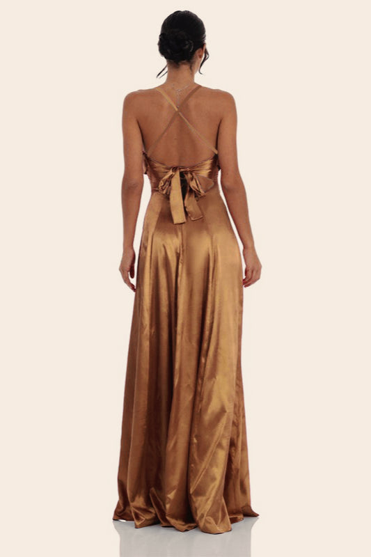 Satin Square Neck High Split Bodycon Party  Dress