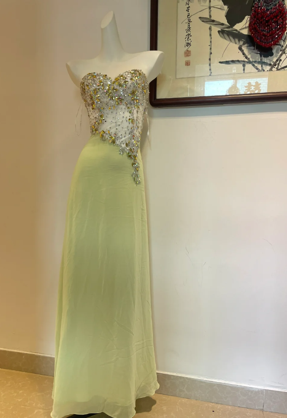 Beautiful Mermaid Sweetheart Neckline Rhinestone Chiffon Long Prom Dress Evening Dress P4275