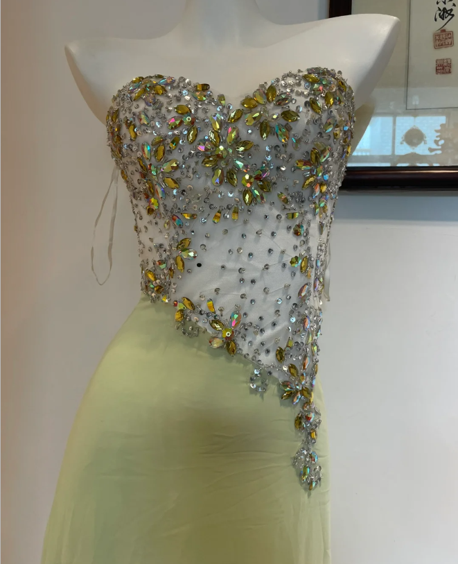 Beautiful Mermaid Sweetheart Neckline Rhinestone Chiffon Long Prom Dress Evening Dress P4275