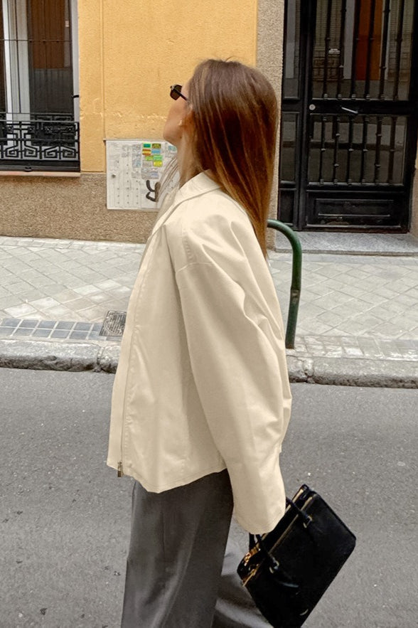 Loose Fit Khaki Cotton Jacket