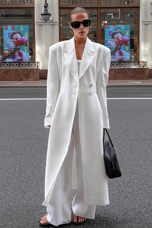 Chic Structured Waist Cinched Work Overcoat - Fashionpara