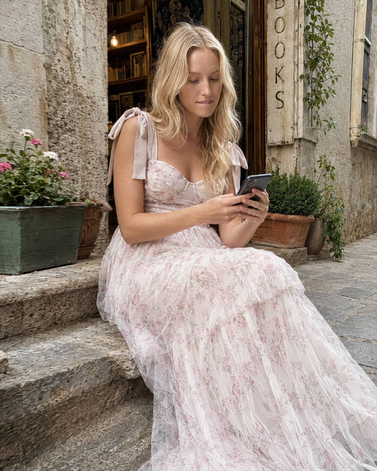 Backless Floral Dress