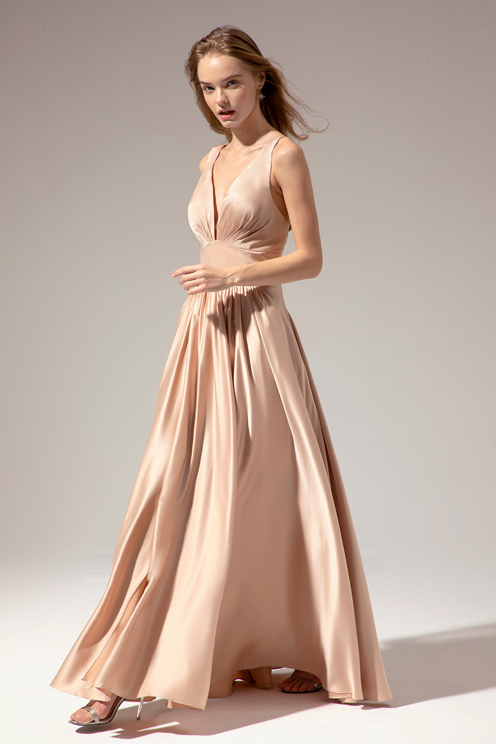 Satin Long Prom Party Dress With Slit - Fashionpara