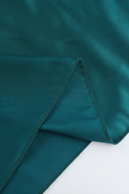 Satin V-Neck Waist-Cinching Split Dress Party Dress