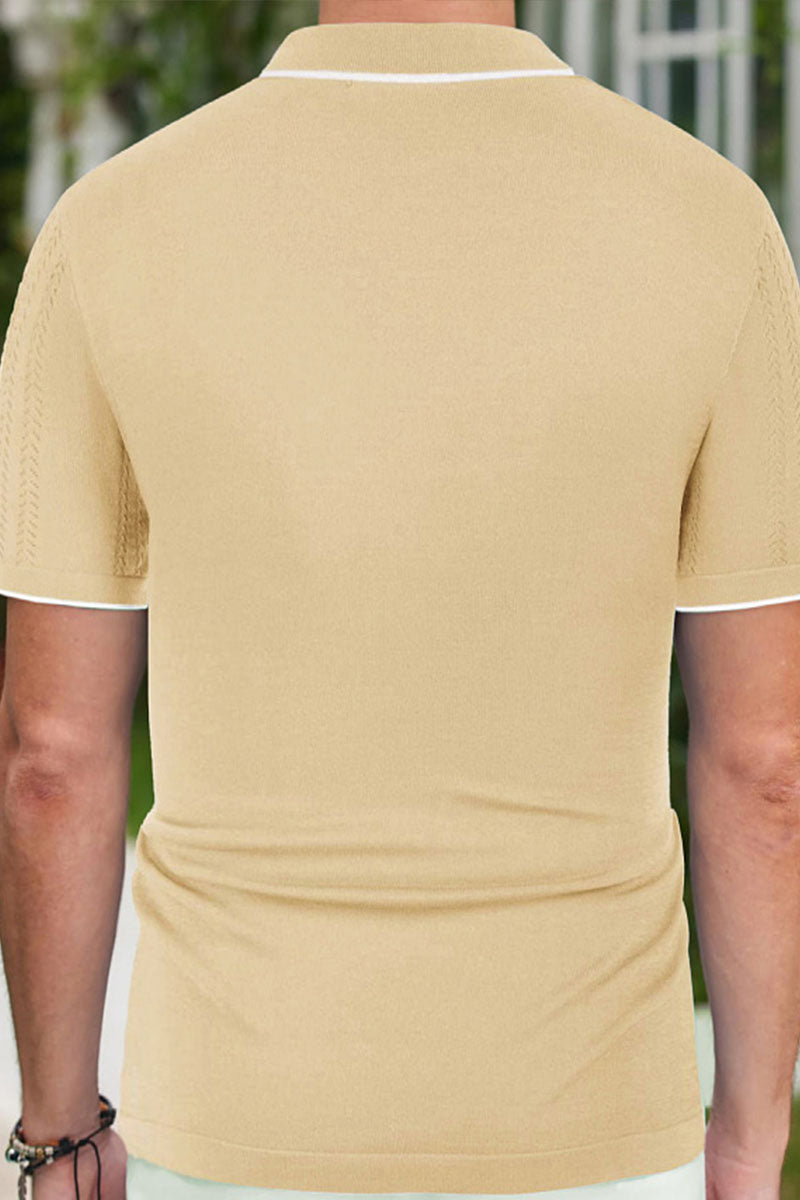 Uniqshe Men's Casual Short Sleeve Polo Cardigan for Summer