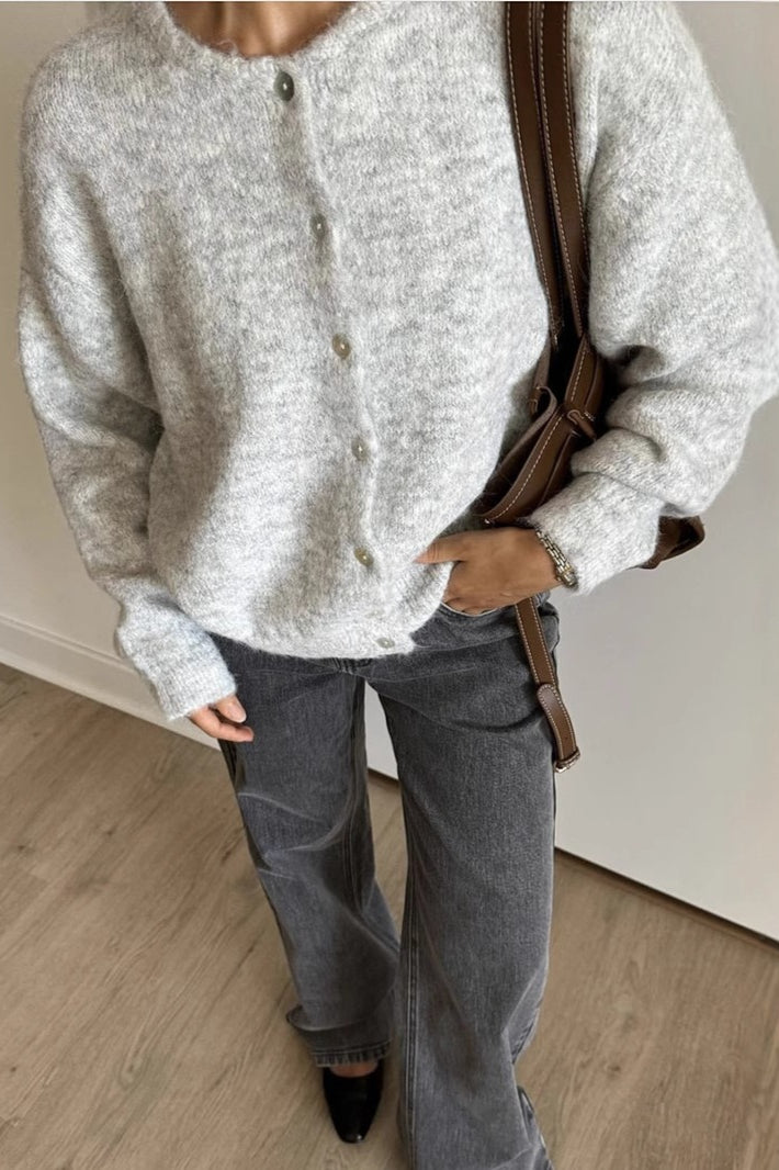 Soft Wool Shell Button Cardigan