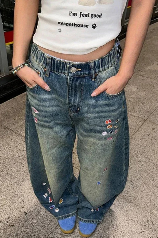 Cartoon Graffiti Baggy Jeans