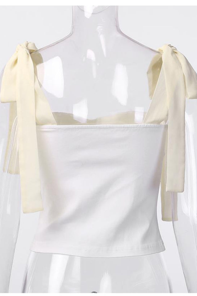 Lace Up White Tank Top