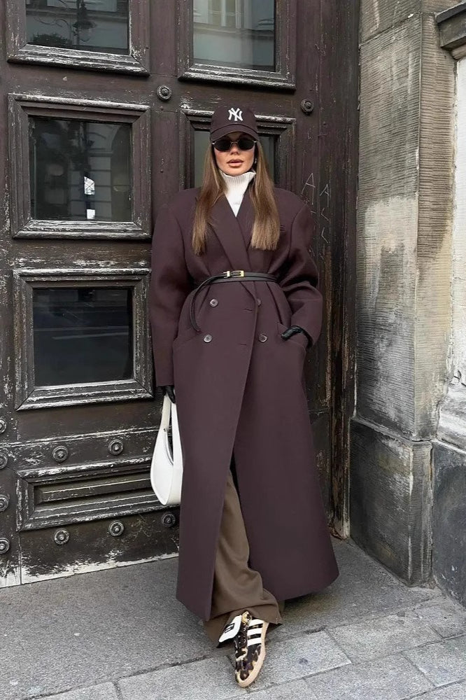 Elegant Double-Breasted Long Overcoat for Timeless Style