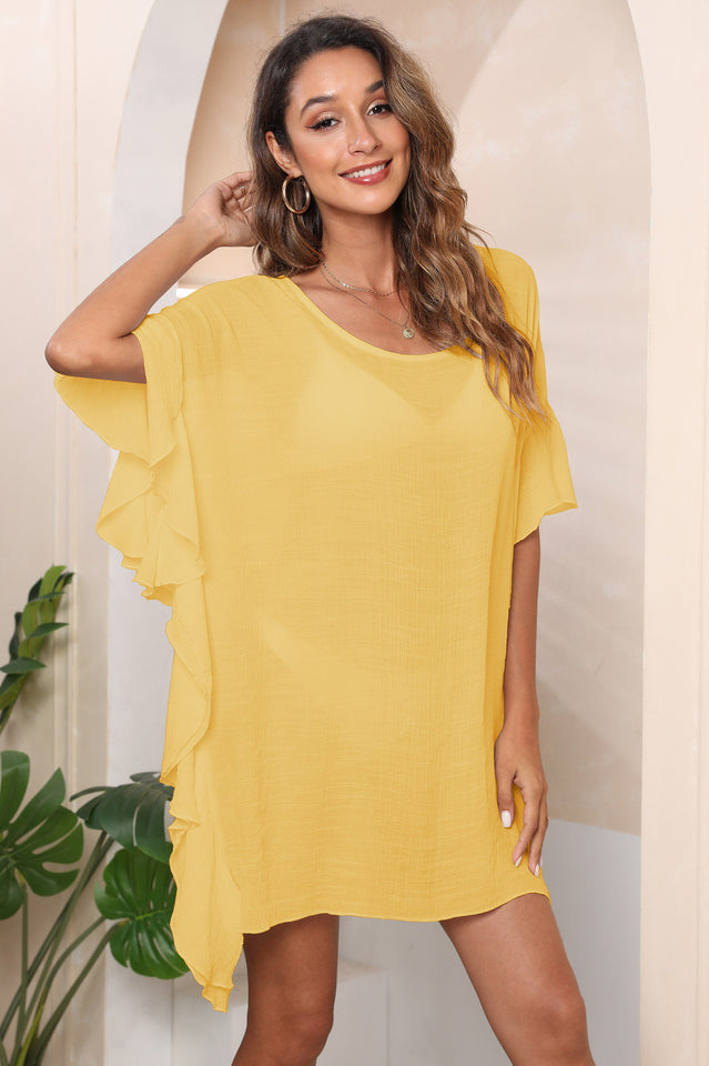 Ruffle Loose Beach Cover Up Dress - Fashionpara