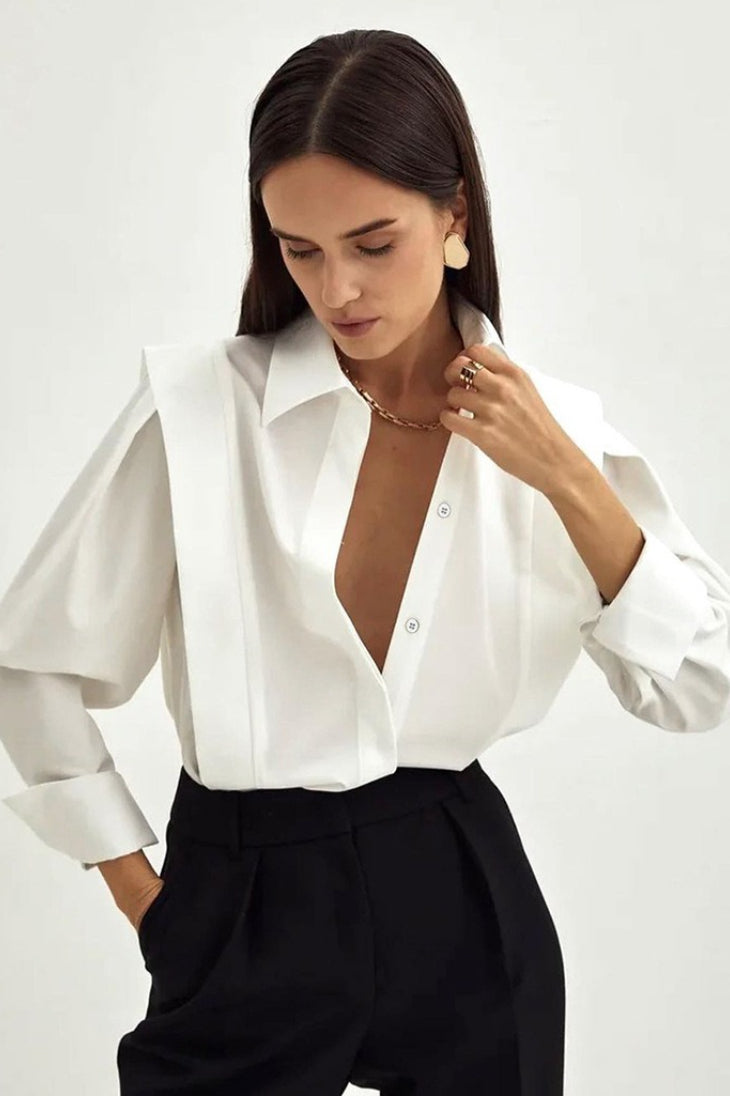 Office Chic Square Shoulder Blouse