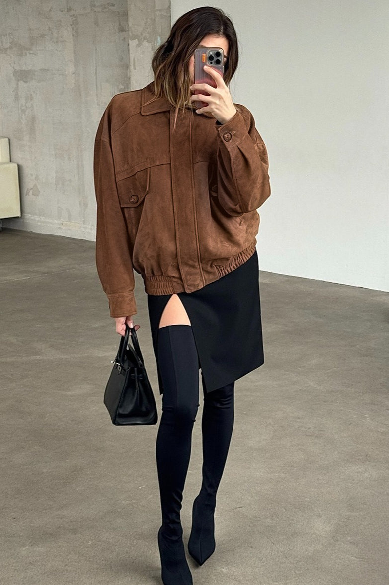 Faux Suede Zip Front Jacket 4