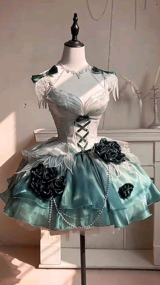 Chic Sweetheart Neck Ombre Dark Green Lace Appliques Floral Birthday Outfits Short Birthday Party Dress S824