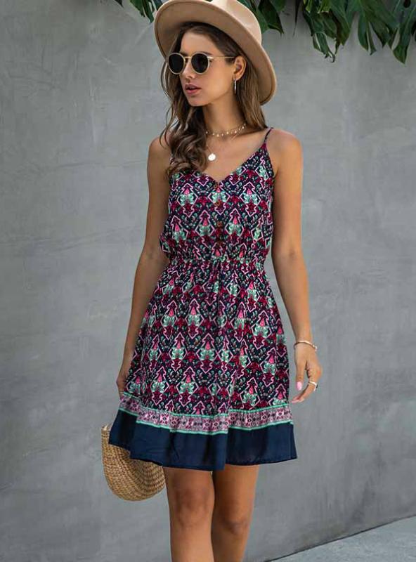 Floral Print Spaghetti Strap Tiered Ruffle Mini Dress 2