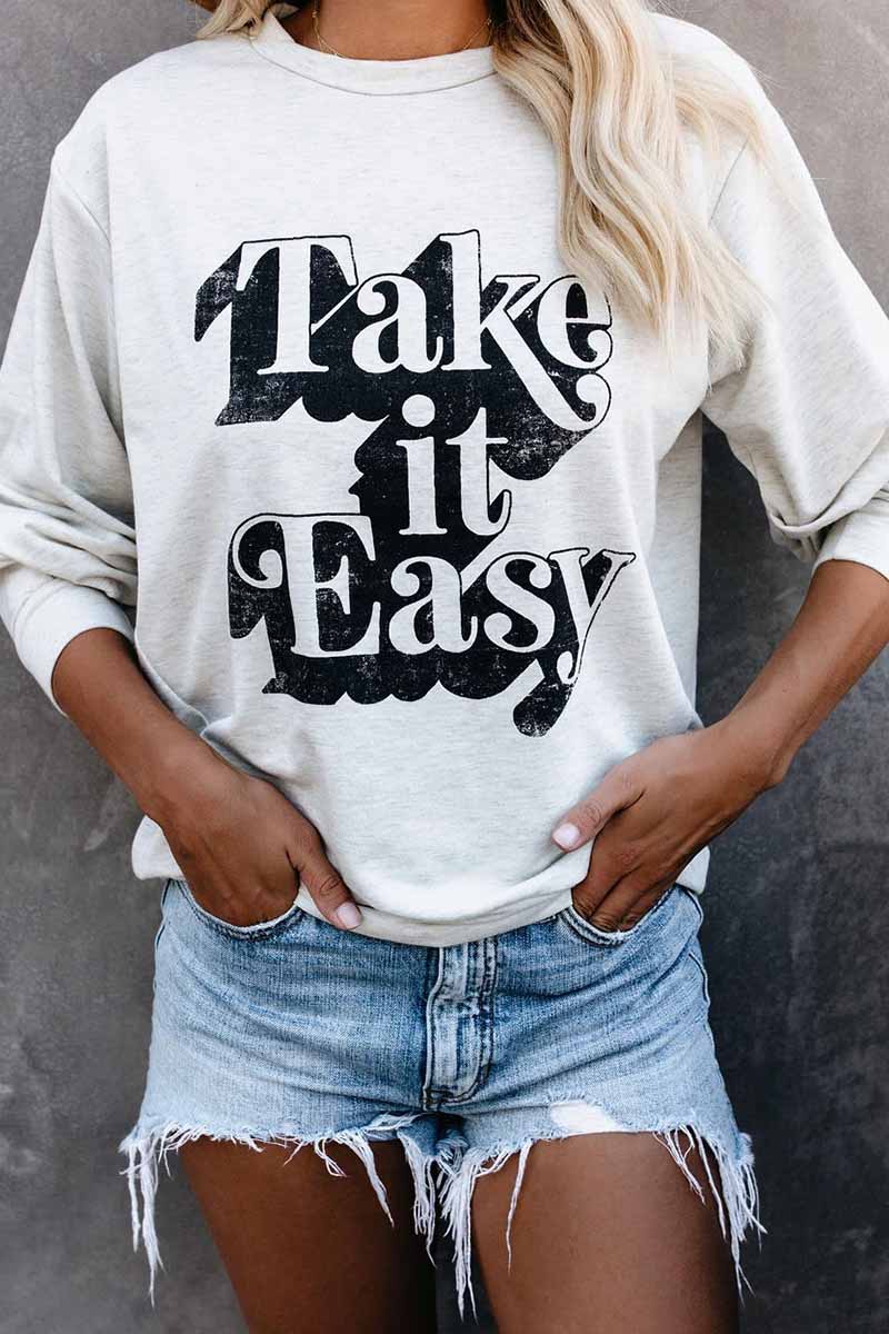 Florcoo Autumn And Winter Alphabet Print Top