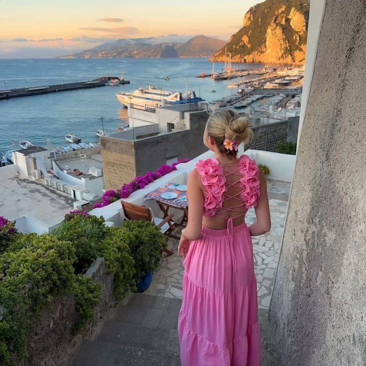 A Line V Neck Open Back Pink Floral Long Prom Dresses, Long Pink Tulle Formal Graduation Evening Dresses - Fashionpara