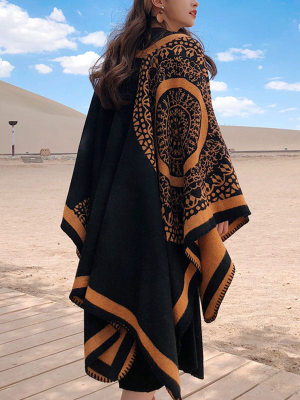 Black Ethnic Print Cloak Cardigan 3