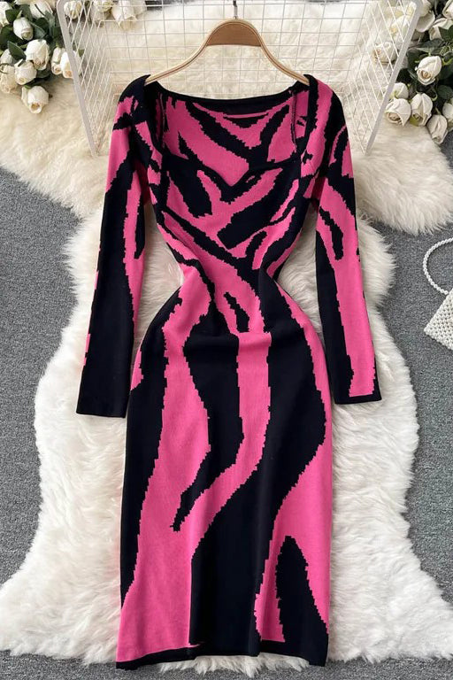 Elegant Knitted Sweater Dress for Office Ladies - Z159