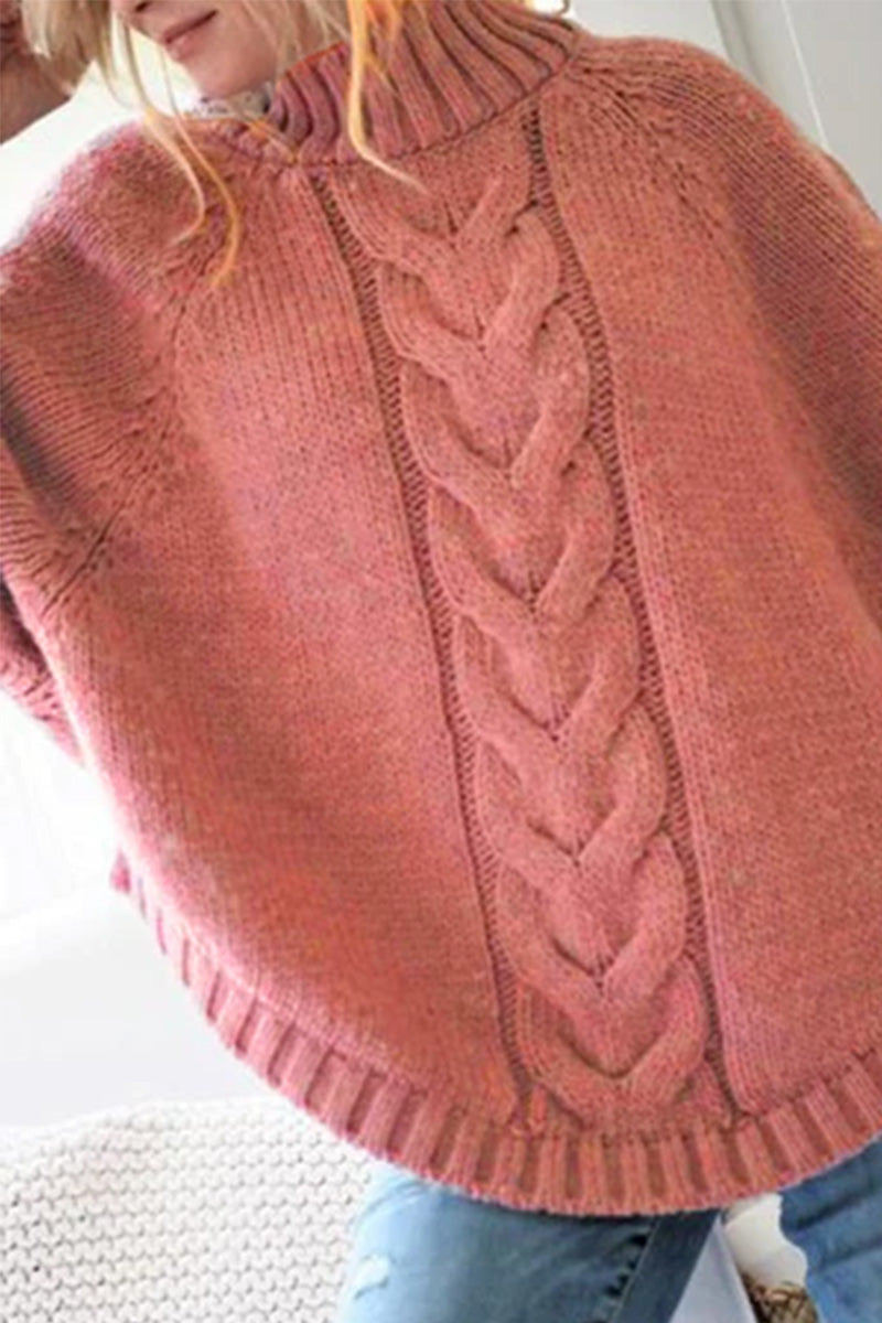 Florcoo Women's Loose Knitted Turtleneck Pullover Sweater